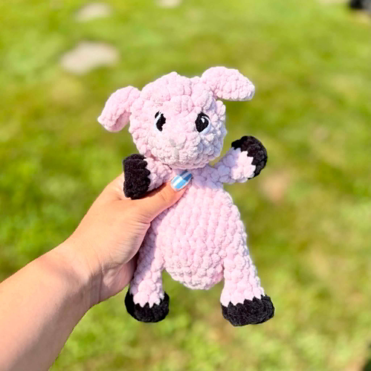 Mouton rose en tricot - Doux coton