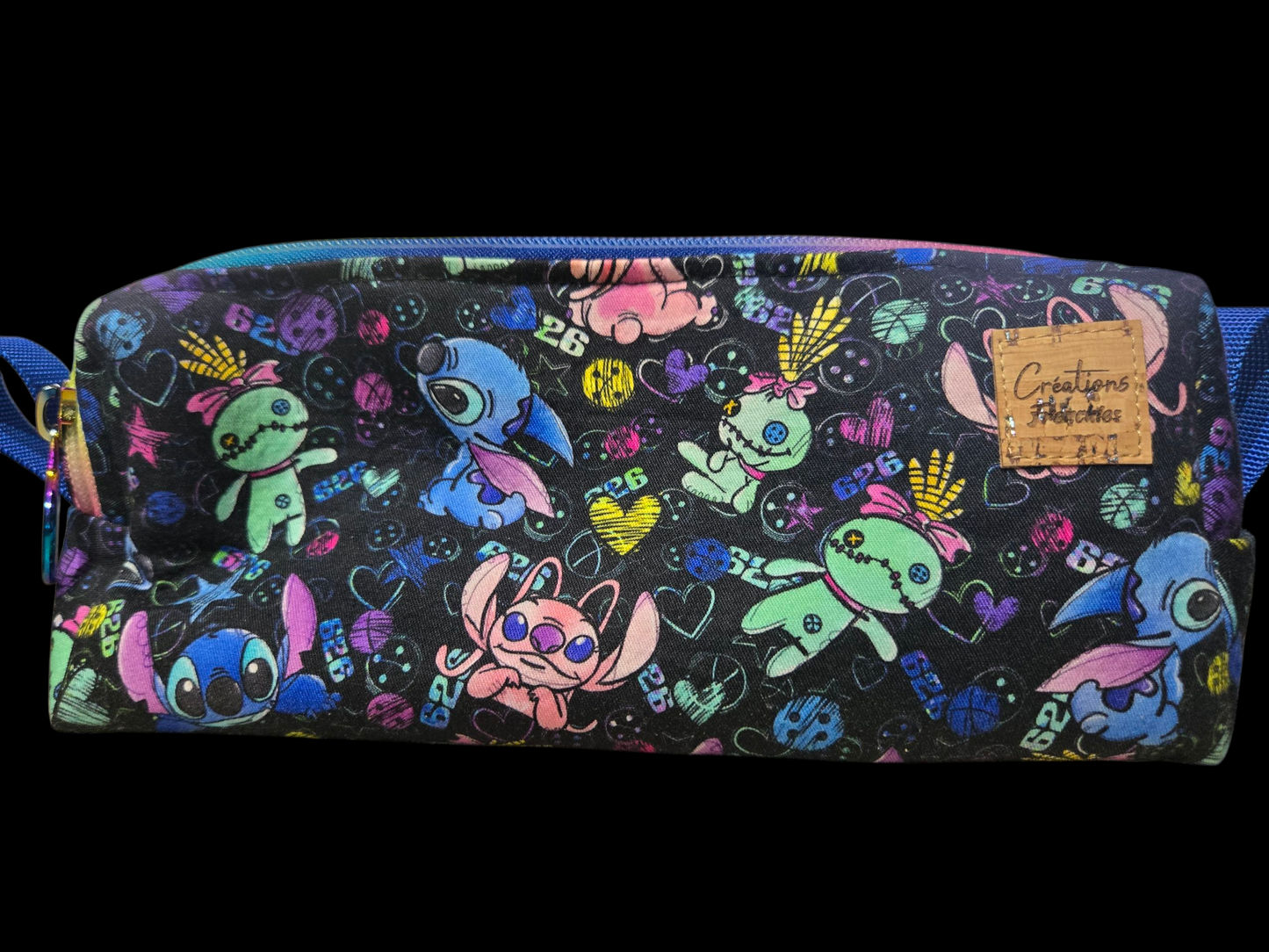 Étui double  - Bleu fond noir