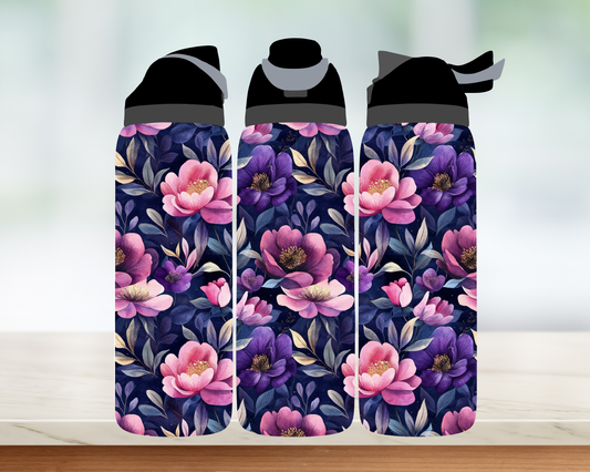 Bouteille style Owala - Fleurs Mauve
