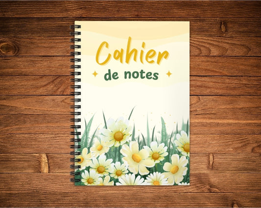 Cahier de notes - fleurale fond jaune