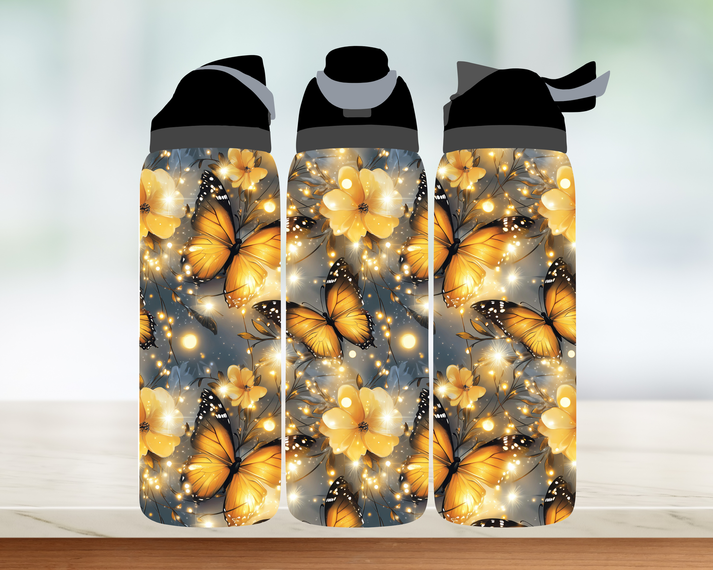 Bouteille style Owala - Papillons Jaunes