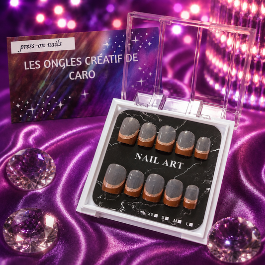 Ensemble de 24 ongles press-on réutilisables - Classique brun