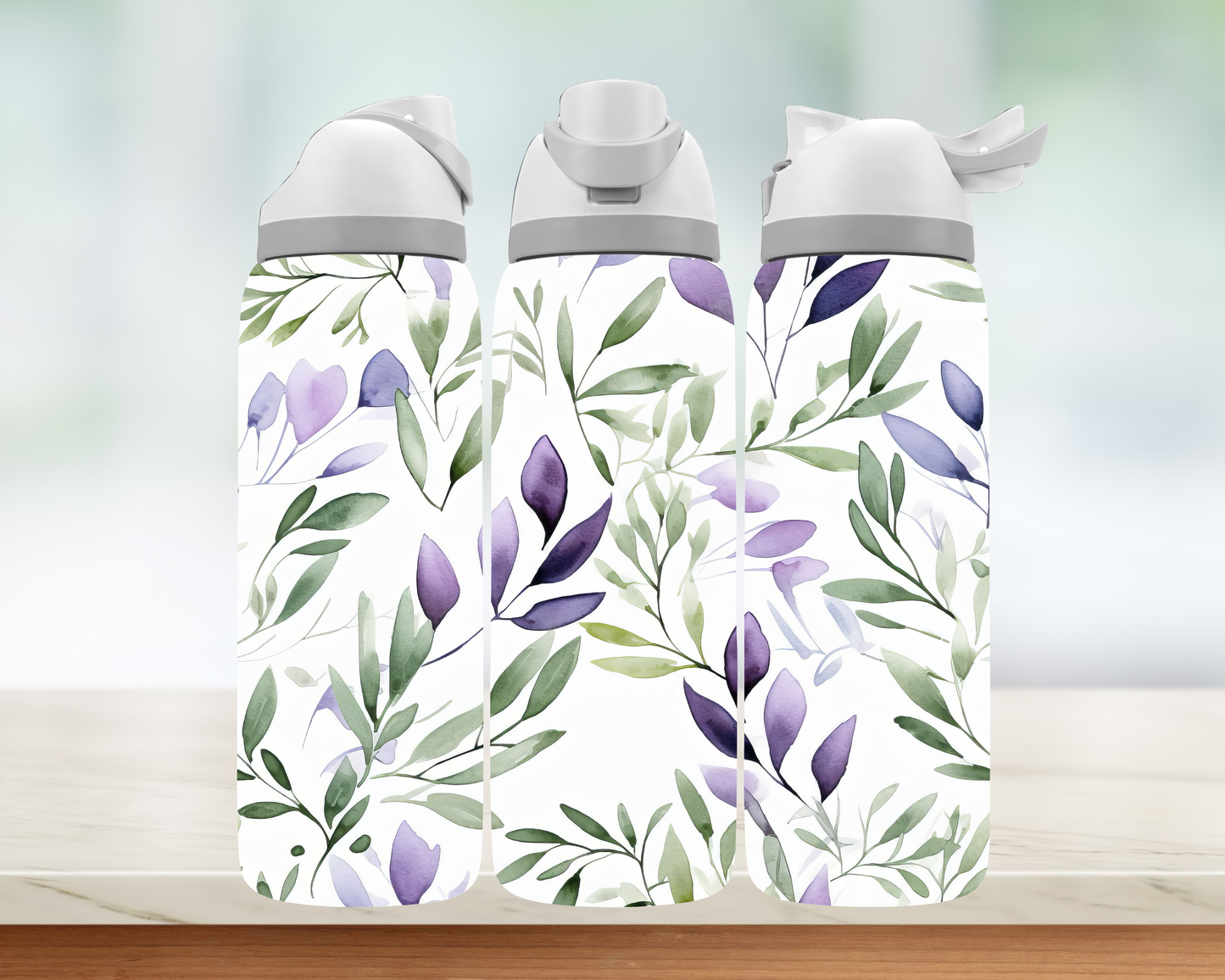 Bouteille style Owala - Beaux feuillages