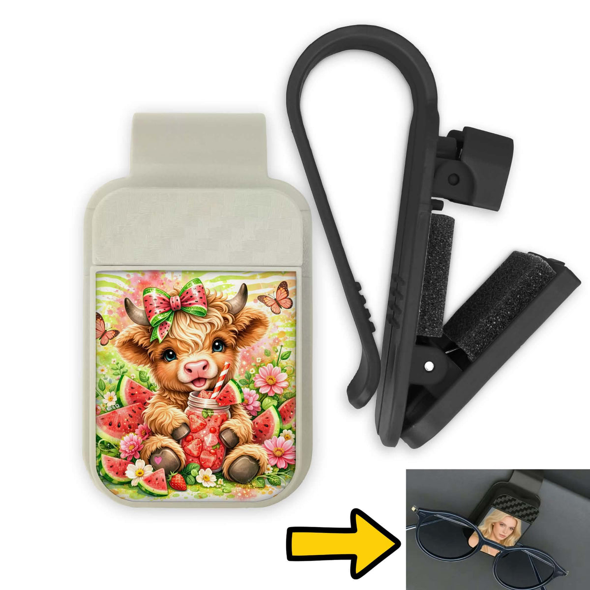 Porte-lunette pour voiture - Vache et melon