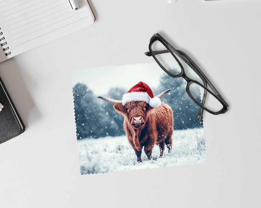 Linge à lunette - Vache Highland avec tuque
