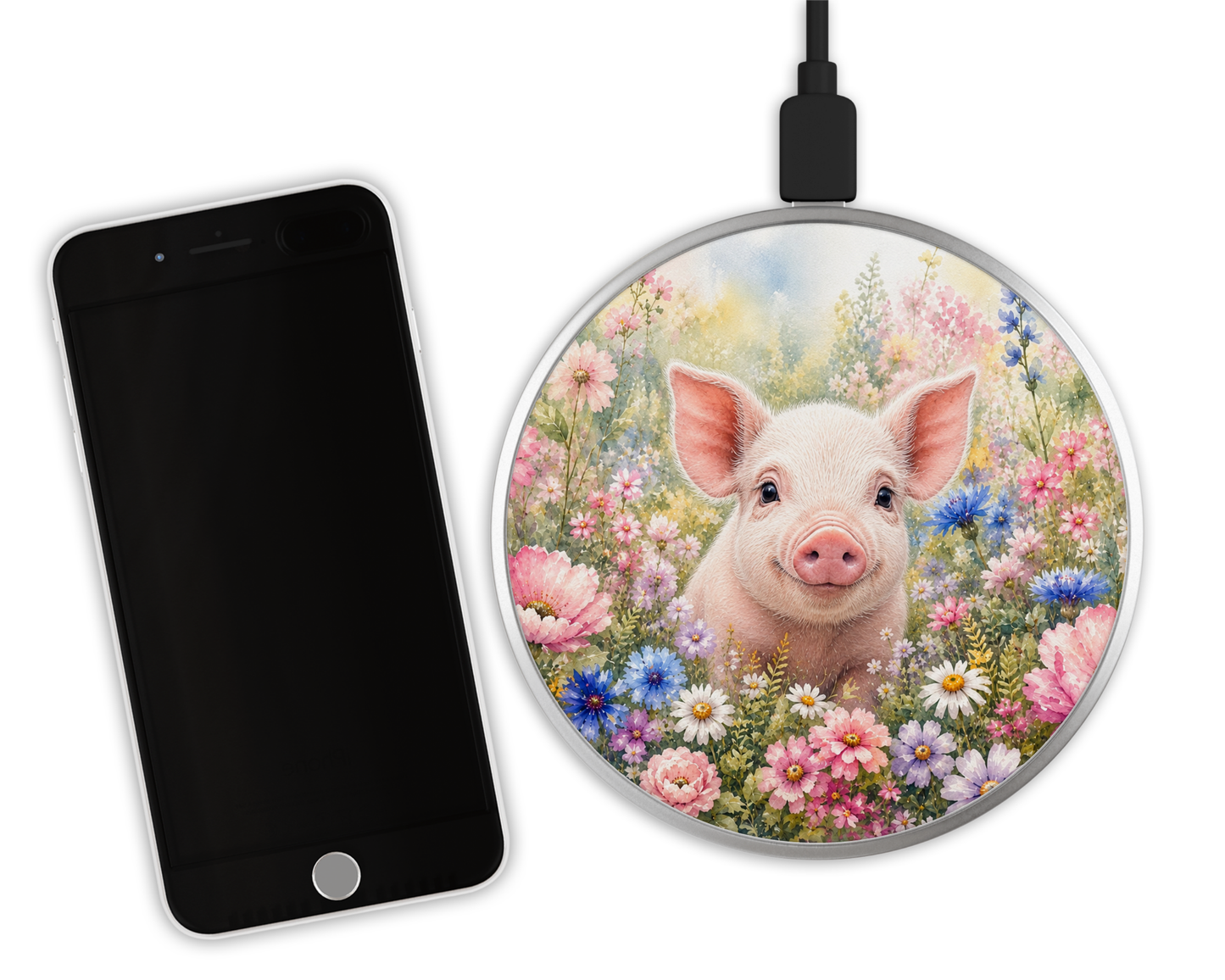Chargeur sans fil - Cochon & Fleurs