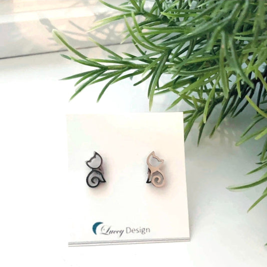 Boucles d'oreilles en acier inoxydable - Chat