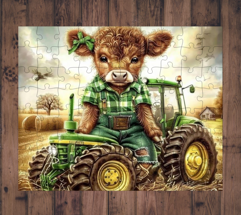 🧩 Casse-tête sublimé - Vache Tracteur
