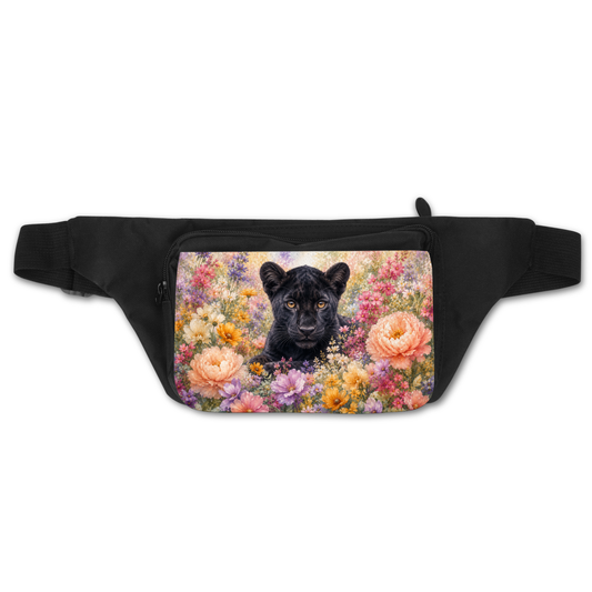 Sac banane - Panthère fleurs
