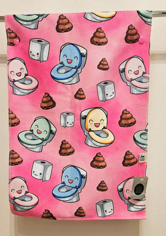 Serviette à main - Toilette fond rose