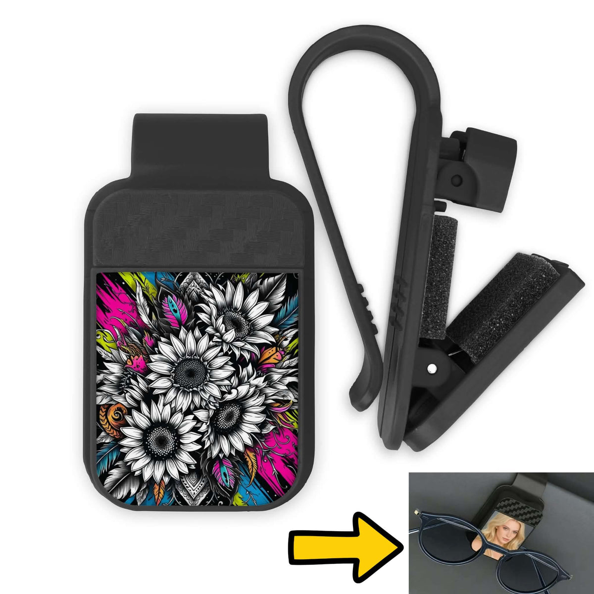 Porte-lunette pour voiture - Tournesol mandala
