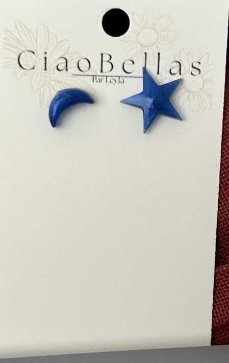 Boucles d'oreilles  - Lune & Étoile