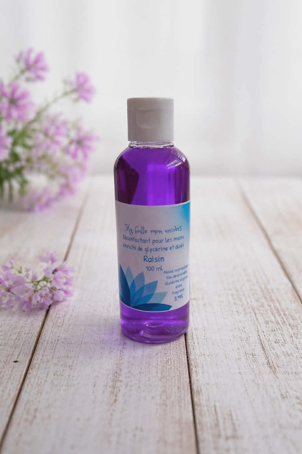 Désinfectant pour les mains enrichi de glycérine et d'aloès