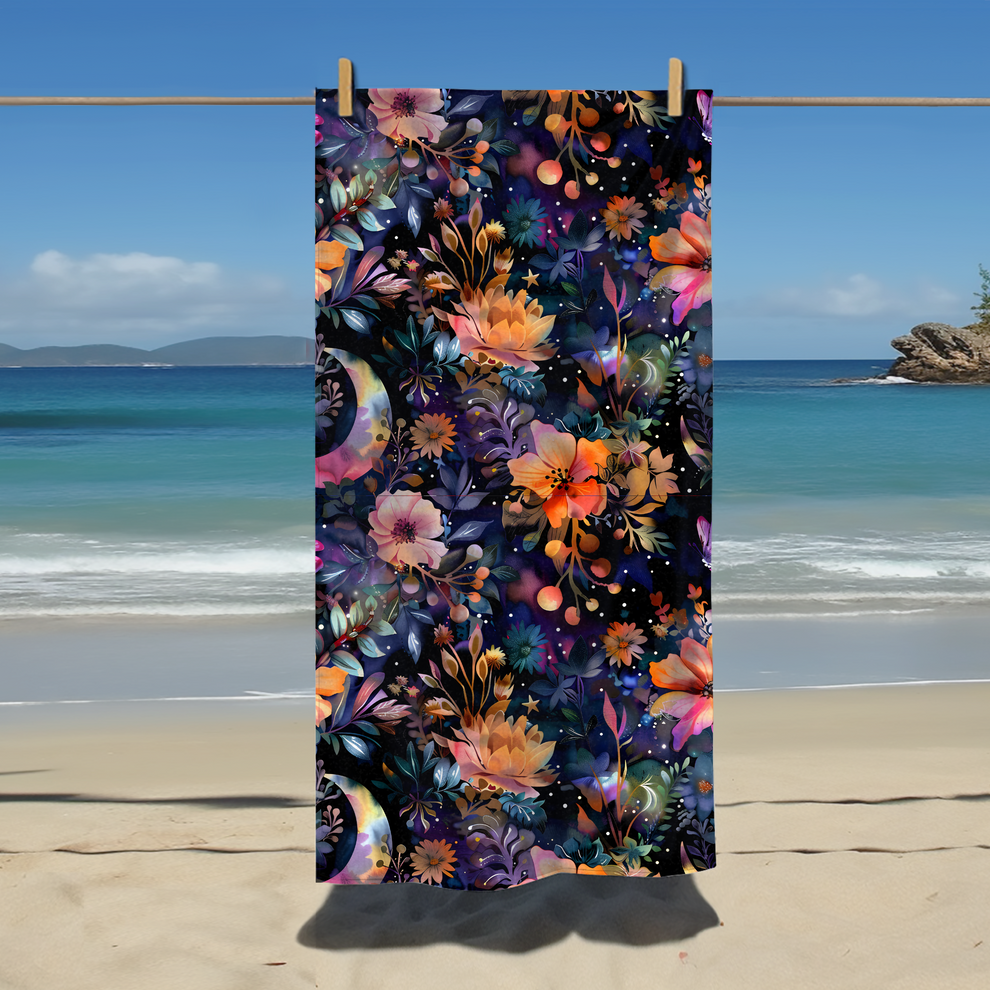 Serviette - Fleurs et lune