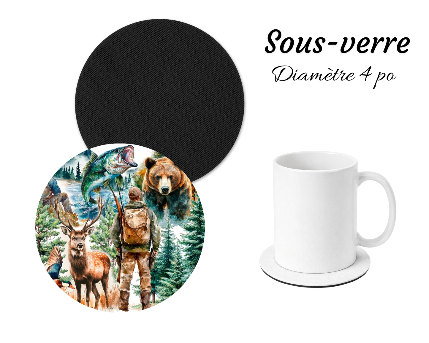 Sous-verre - Chasse et pêche