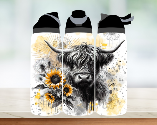 Bouteille style Owala - Vache tournesol