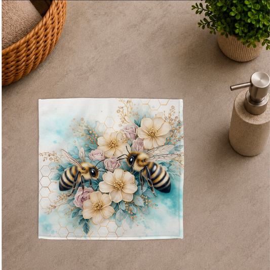 Débarbouillette ultra douce - Abeilles fleurs
