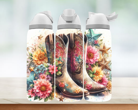 Bouteille style Owala - Bottes fleurs