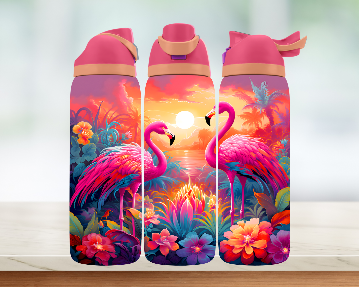 Bouteille style Owala - Flamant