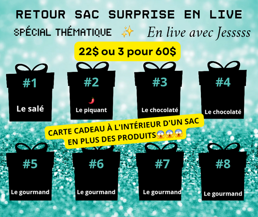 Live avec sacs surprises