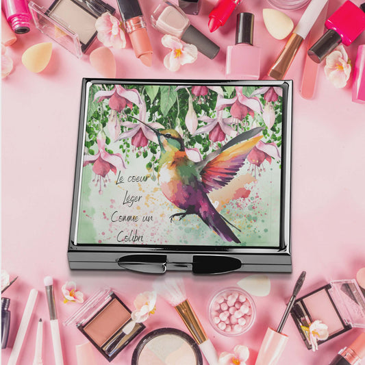 Miroir de poche - Colibris coeur léger