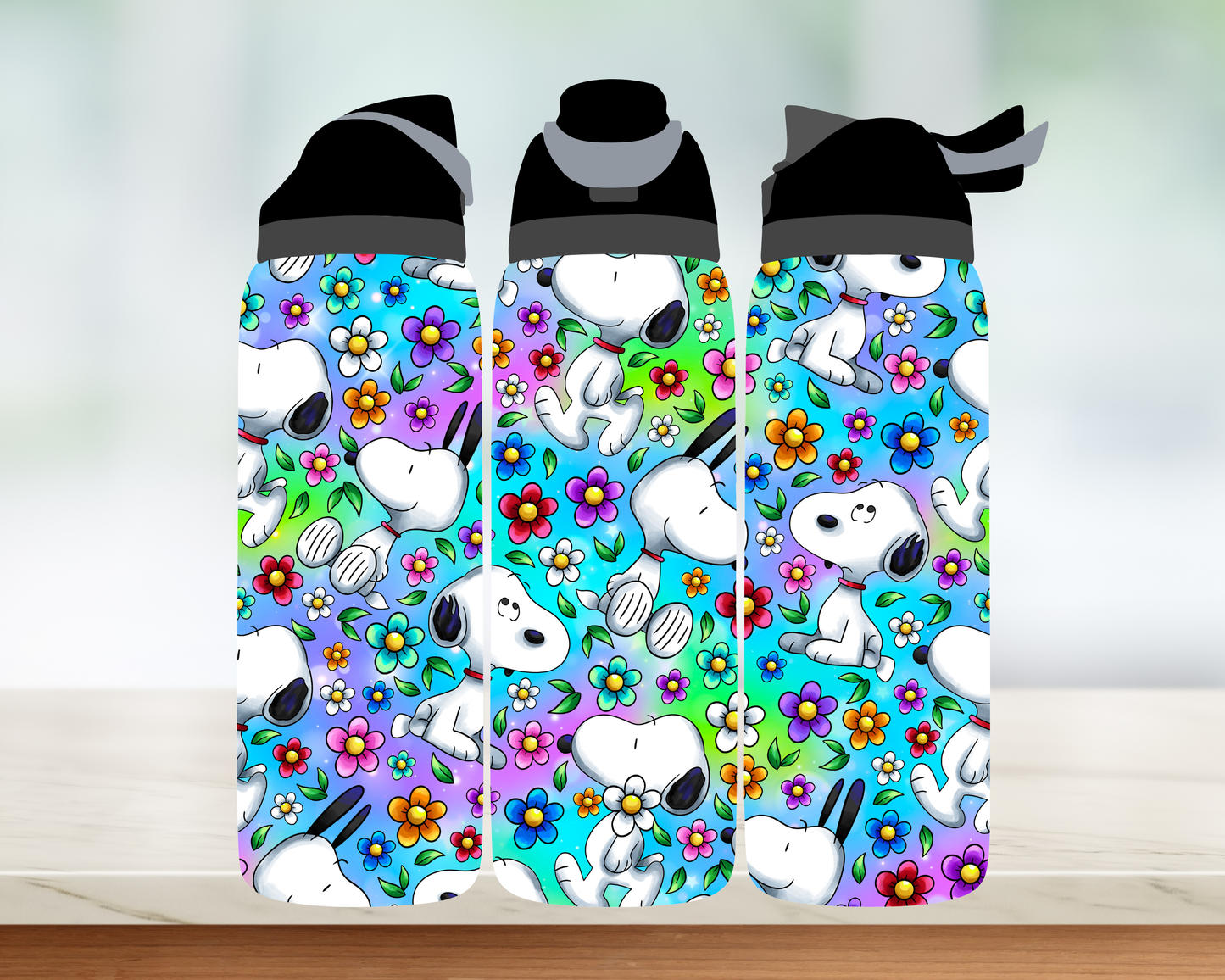 Bouteille style Owala - Chien blanc et noir