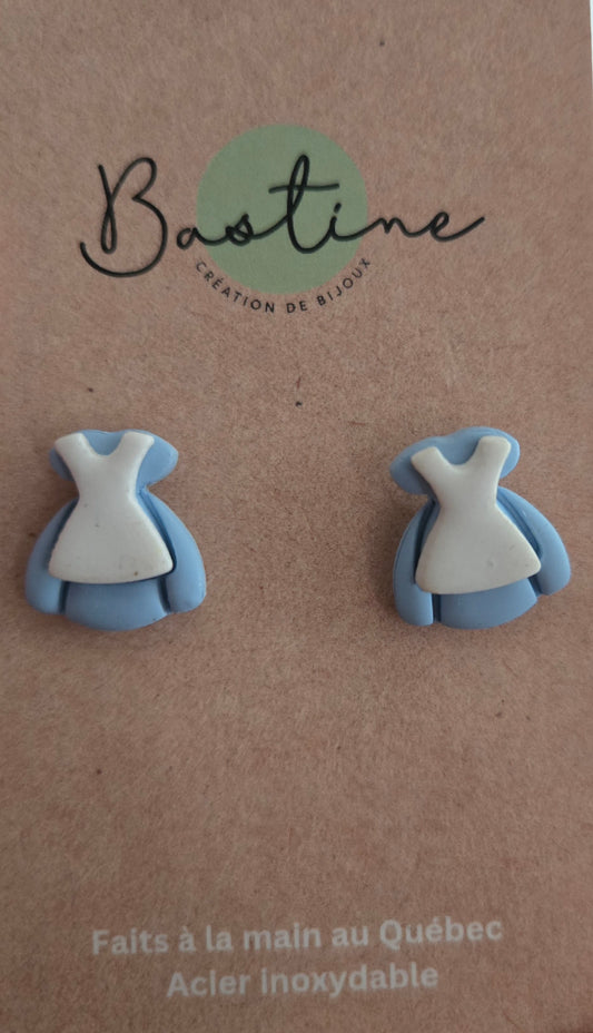 Robe - Boucles d'oreilles studs en argile polymère acier inoxydable hypoallergène