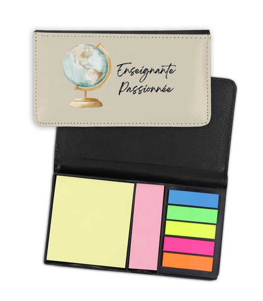 Étui à post it - Enseignante (globe)
