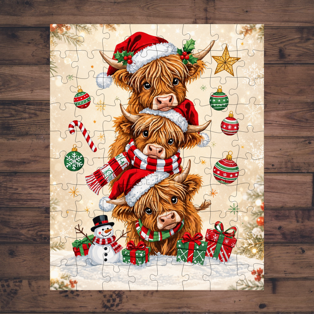 🧩 Casse-tête sublimé - Vaches Noël