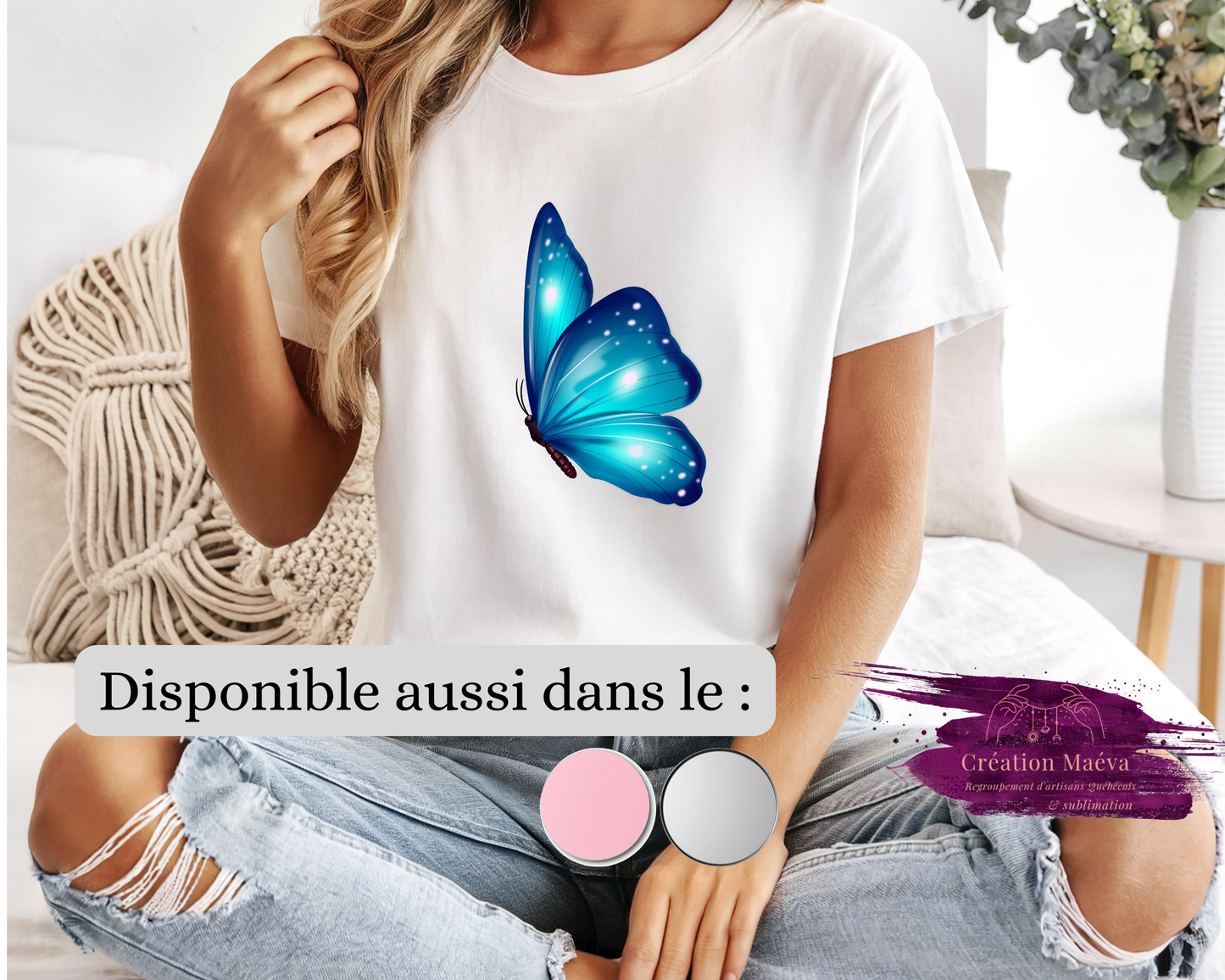 Chandail sublimé - Papillon bleu