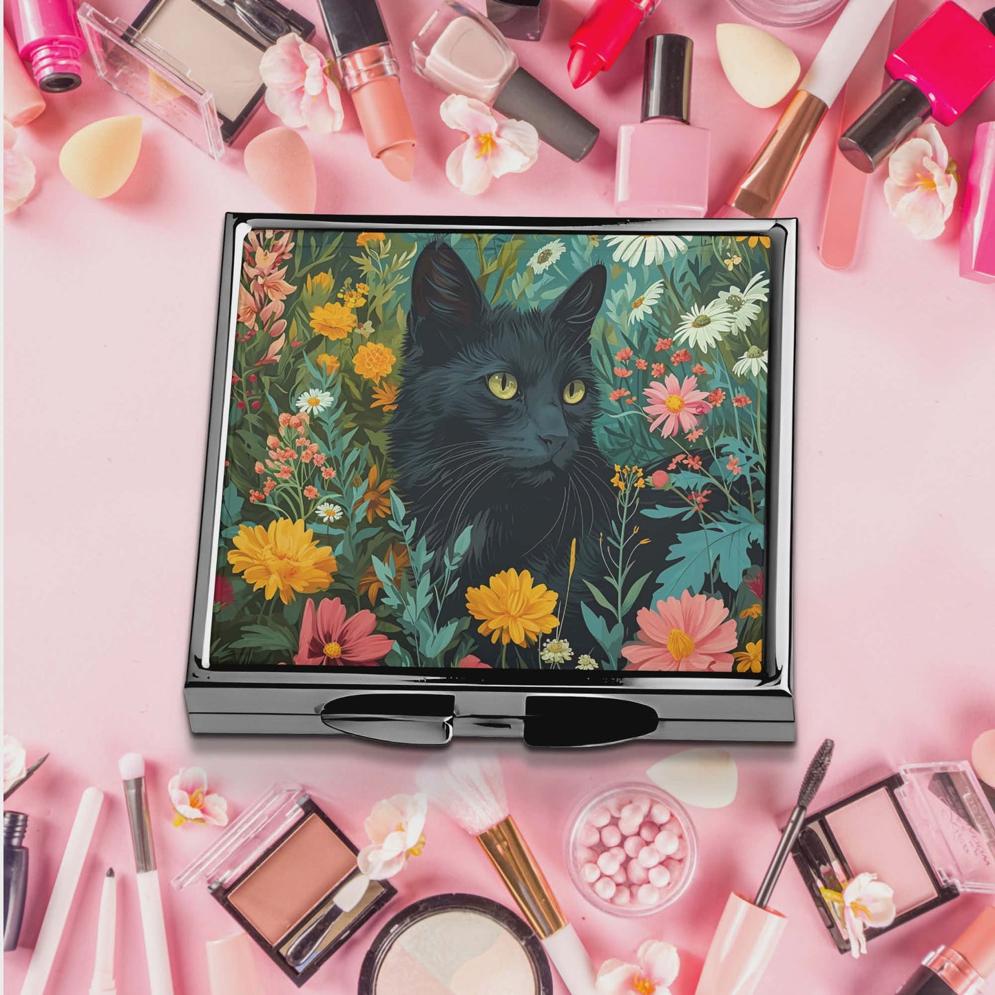 Miroir de poche -chat noir