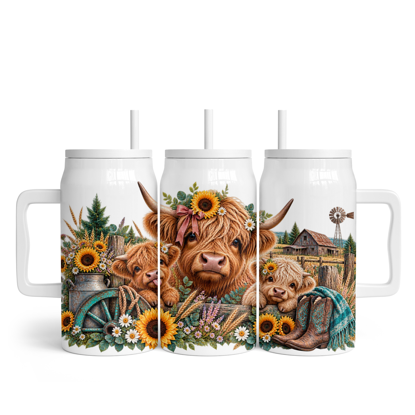 Tasse isotherme 50 oz - Vache Highland à la ferme