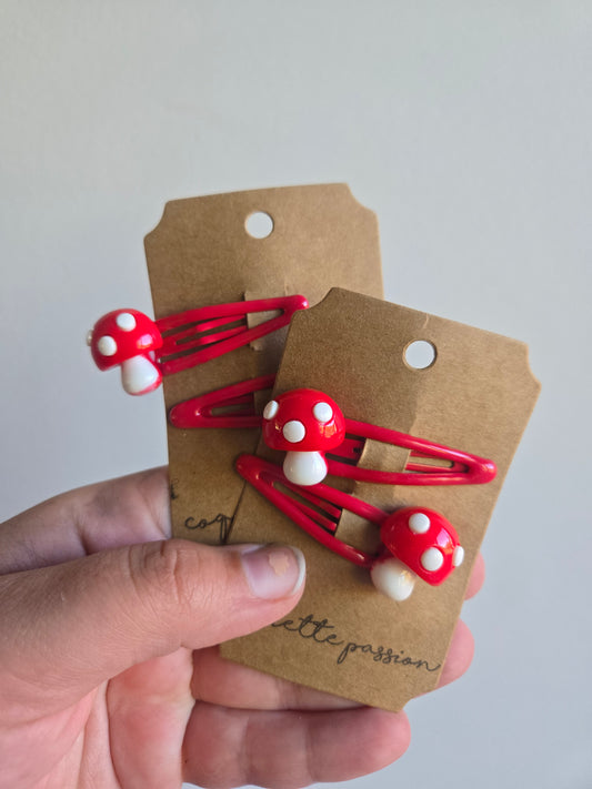 Barrette - champignon rouge